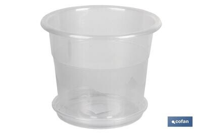 MACETA ORQUIDEA TRANSPARENTE19X16.5+ PLATO 16cm "venta unitaria"