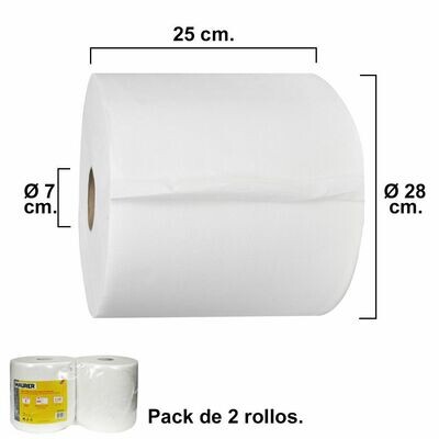 Rollo Papel Secamanos Industrial  850 Servicios Por Rollo (2 Rollos)