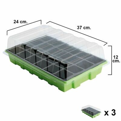 Semillero Germinaci�n Invernadero 24 Compartimentos Con Bandeja Anti Goteo Sets De 3 Piezas Siembra / Germinacion de plantas