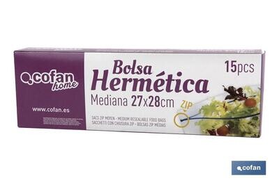 BOLSAS ZIP MEDIANA 27X28 15UDS