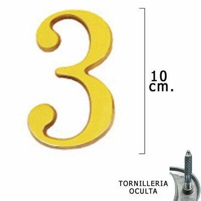 Numero Lat�n "3" 10 cm. con Tornilleria Oculta (Blister 1 Pieza)