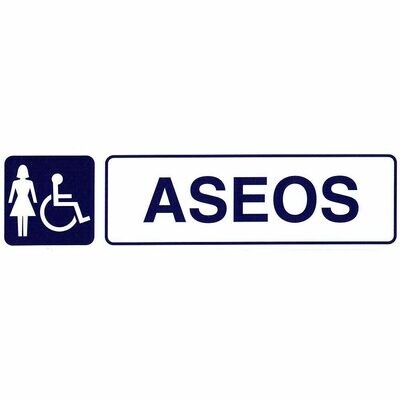 Rotulo Adhesivo Aseos Minusvalidos+mujeres 250x63 mm.