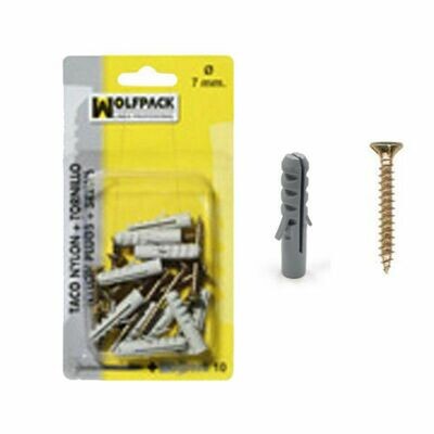 Taco Nylon+Tirafondo   7 mm. (10 Piezas)