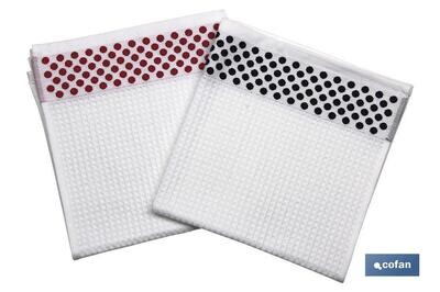 PACK 2 PA�OS COCINA 50X50 NEGRO/ROJO MODELO MENC�A