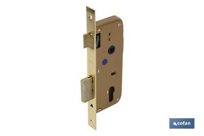Cerradura Embutir+cerradero D85 E45- Lat�n (P/Madera)