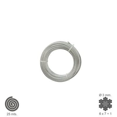 Cable Galvanizado    3 mm. (Rollo 25 Metros) No Elevacion