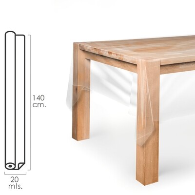 Mantel Antimanchas Hule Rollo 140 cm. x 20 metros. Transparente