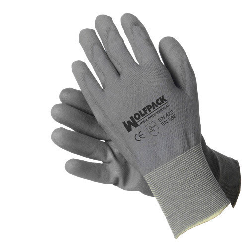 Guantes Poliuretano / Nylon Impregnado con Colgador  6" (Par)