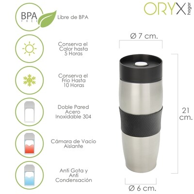 Botella Termica, Capacidad De 500 ML. Libre BPA,  Acero Inoxidable, Antigoteo