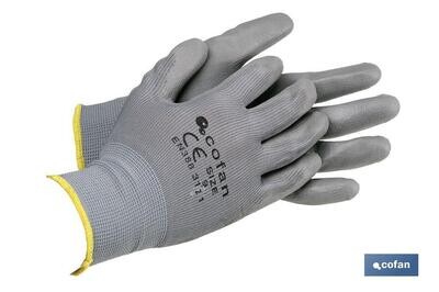 GUANTE 100% POLIEST. IMPREG. PU GRIS T-9