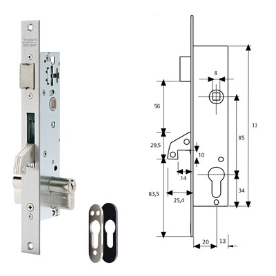 Cerradura Tesa 2240/20/3NI Con Escudo de Seguridad E190