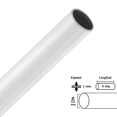 Barra Armario Lacado Blanco Redondo 12 mm.� (Barra 4,0 Metros)