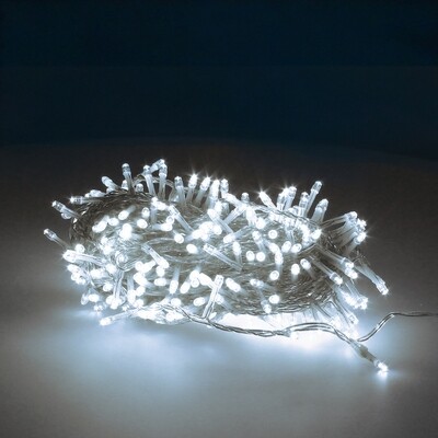 Luces Navidad 300 Leds Color Blanco Frio IP44 Cable Transparente