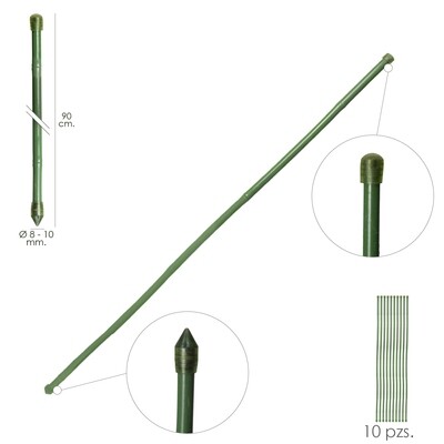 Tutor Varilla Bamb� Plastificado �  8  - 10 mm. x  90 cm. (Paquete 10 Unidades)