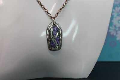 Hand Painted Grapes on Silver Fork Handle Necklace