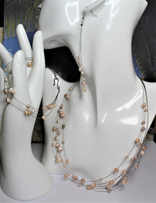 Champagne Pearl Necklace Set