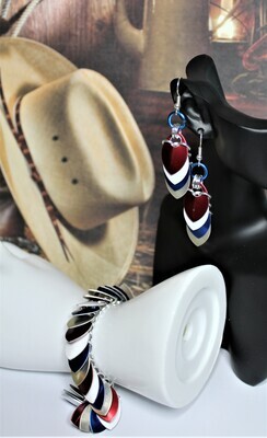 関税/送料込み【en route】18Kエスメラルダ バングル Chainmail Red White and Blue Bracelet Set