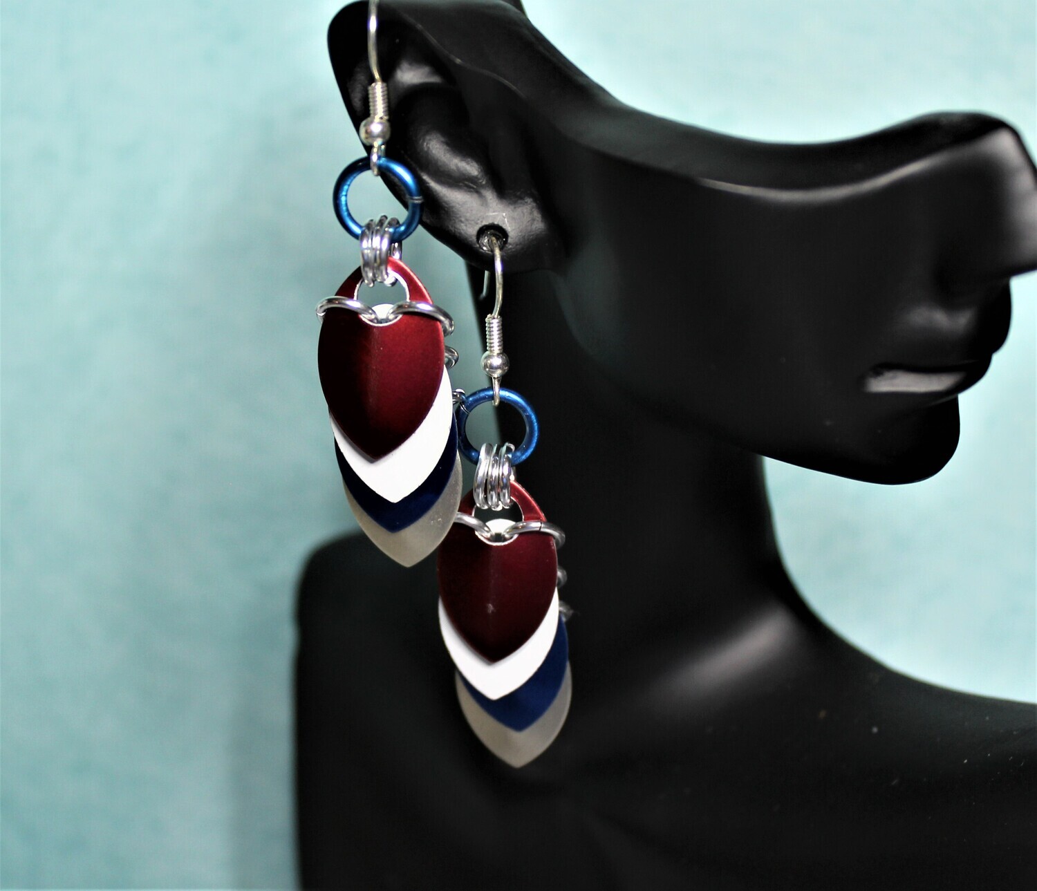 Chainmail Red White and Blue Bracelet Set