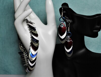 関税/送料込み【en route】18Kエスメラルダ バングル Chainmail Red White and Blue Bracelet Set