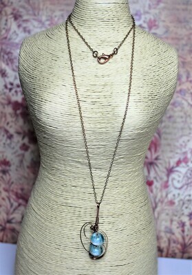 Crystal Blue Copper Wrapped Necklace