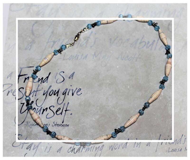 Dragon Fly and Paper Bead Necklace