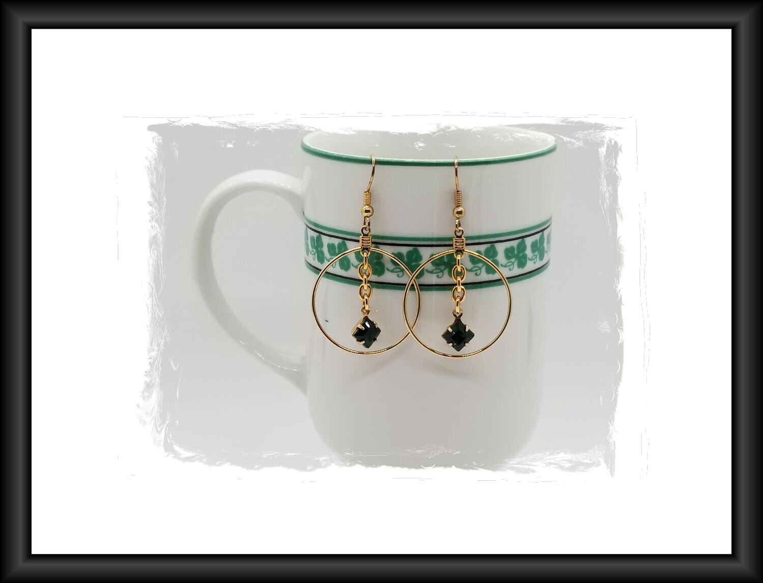 Emerald Hoop Earrings