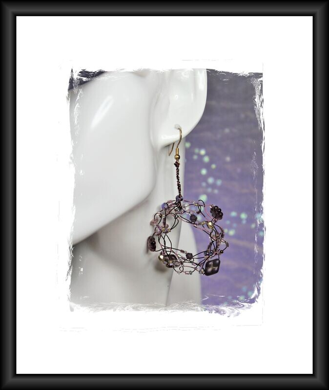 Purple Crochet Earrings