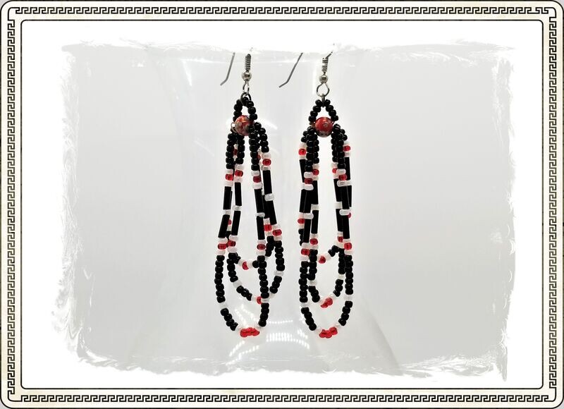 Red Floral Bead Earrings