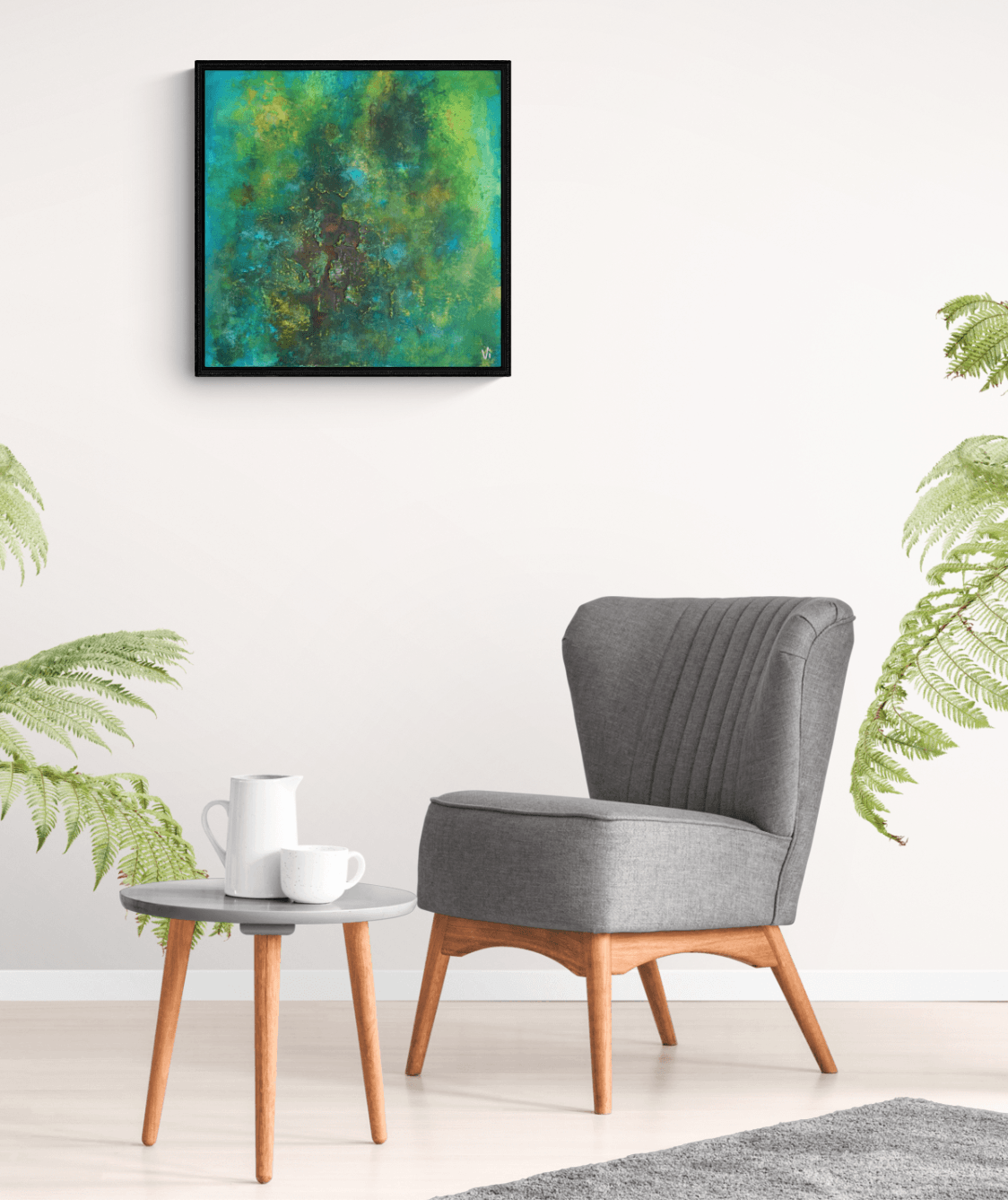 Abstract Green Growths 60 x 60 cm