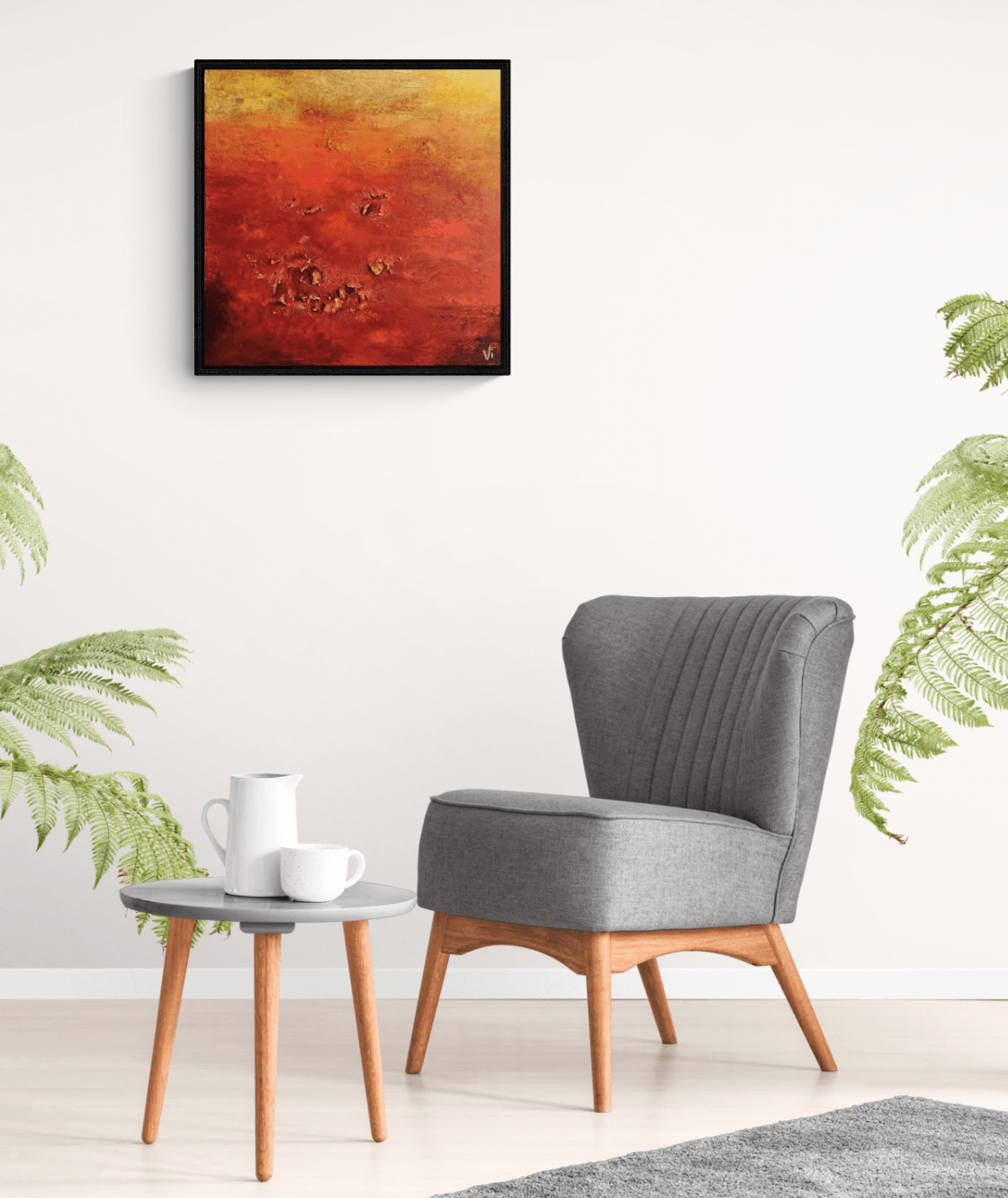 Abstract Flaming Red 60 x 60 cm
