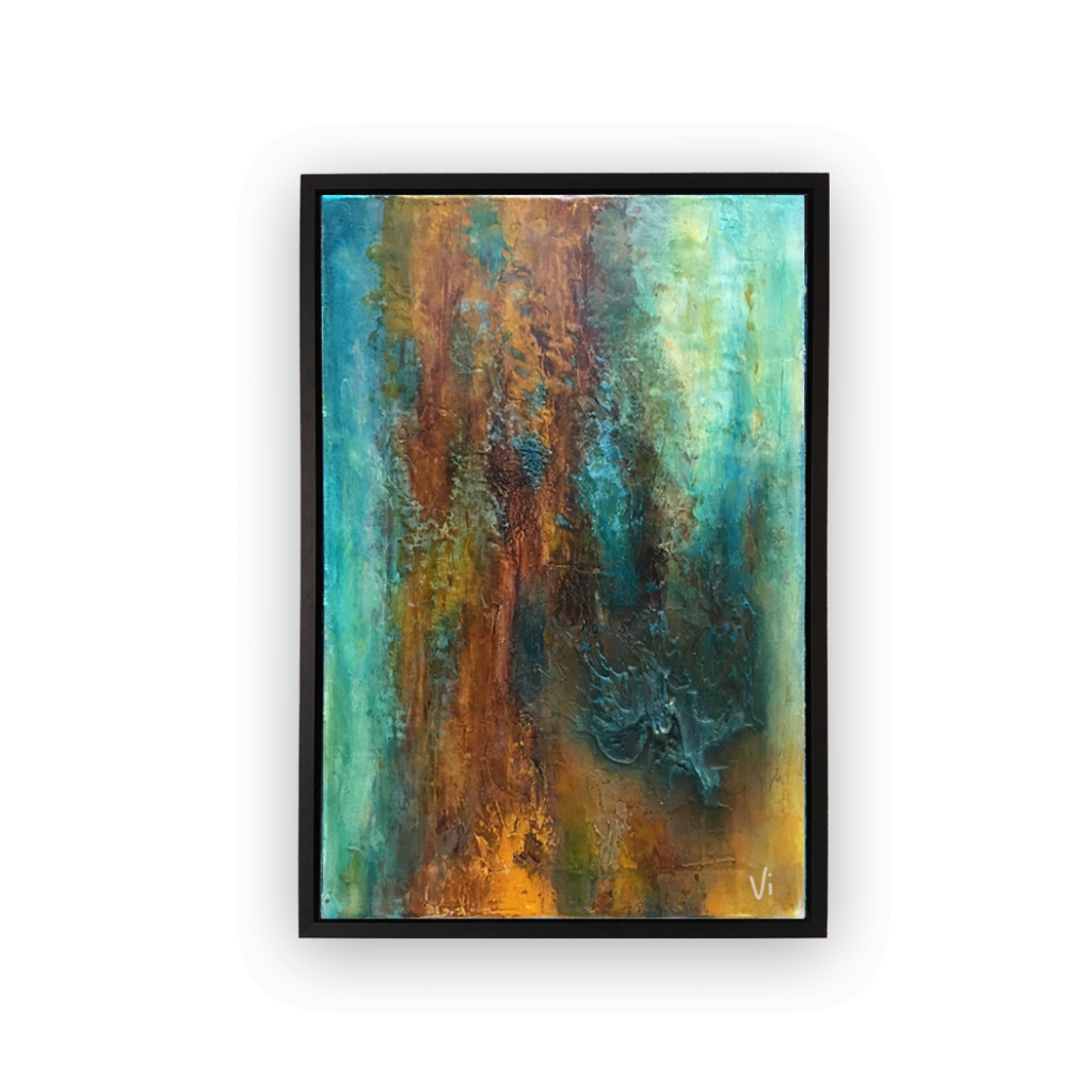 Abstract Rusty Teal 40 x 60 cm
