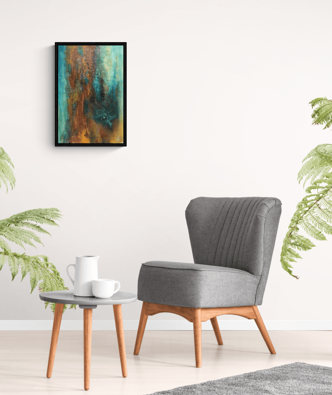 Abstract Rusty Teal 40 x 60 cm