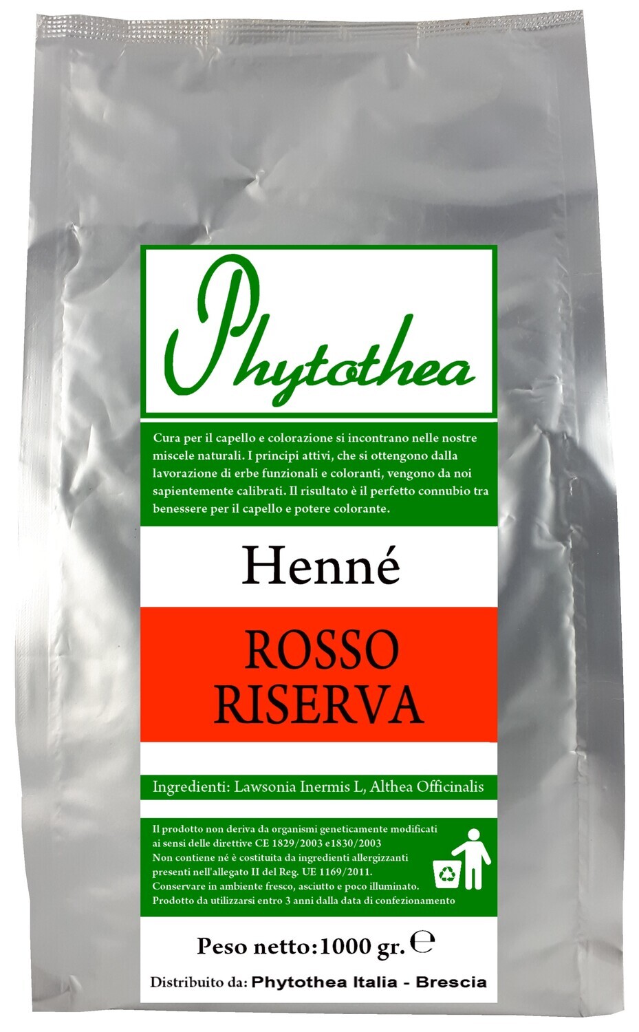 ORGANIC HENNE ROSSO RISERVA PHYTOTHEA1000 GR