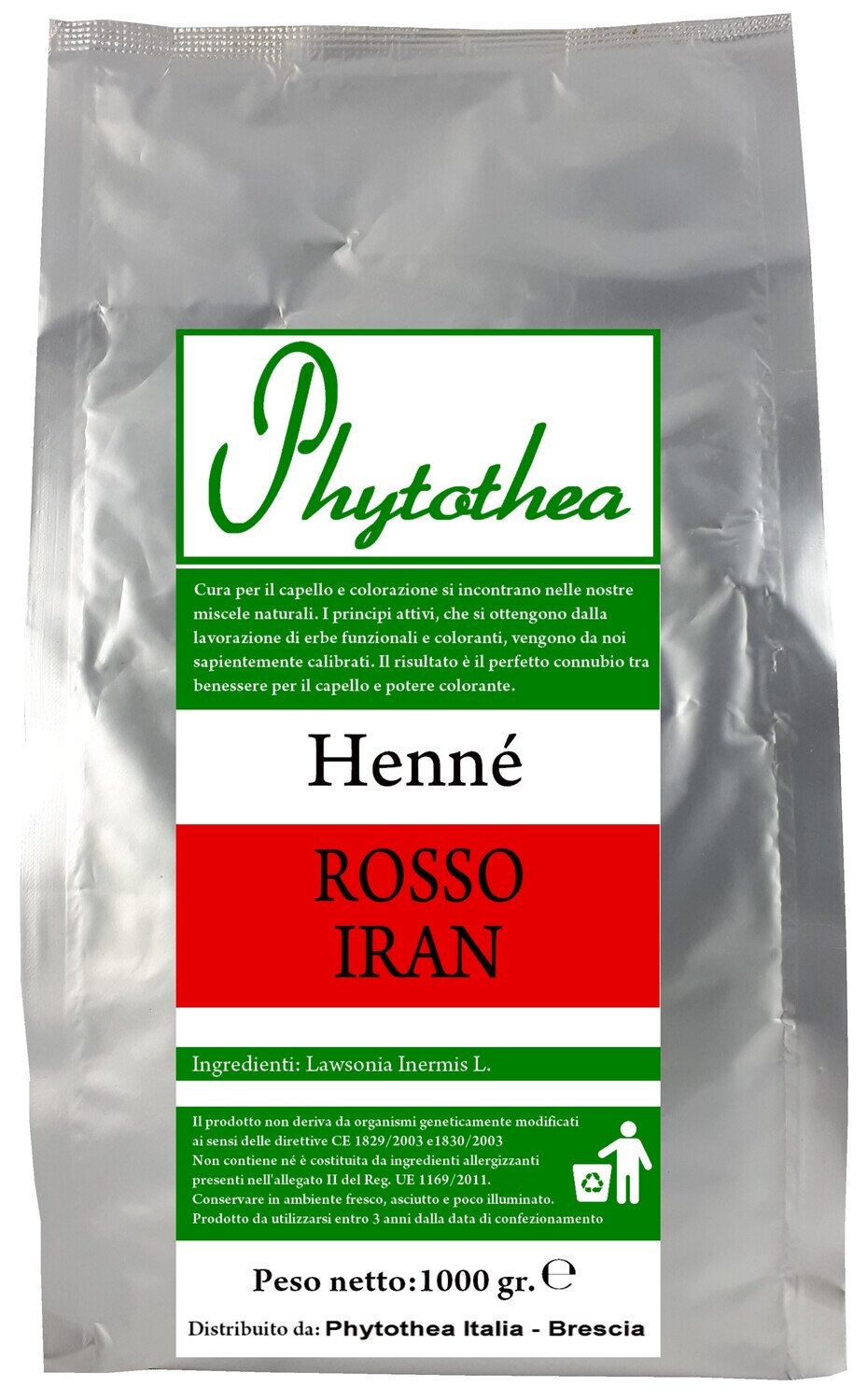 ORGANIC HENNE ROSSO IRAN PHYTOTHEA 1000GR