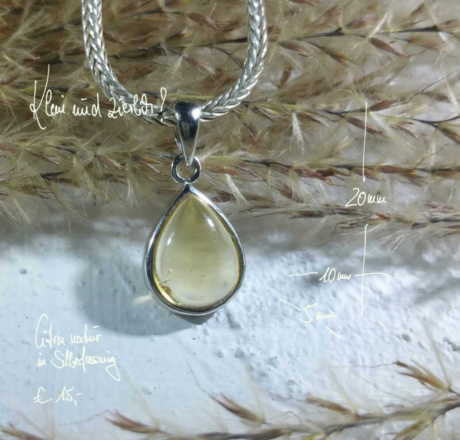 Citrin natur in Silberfassung - klein und zierlich