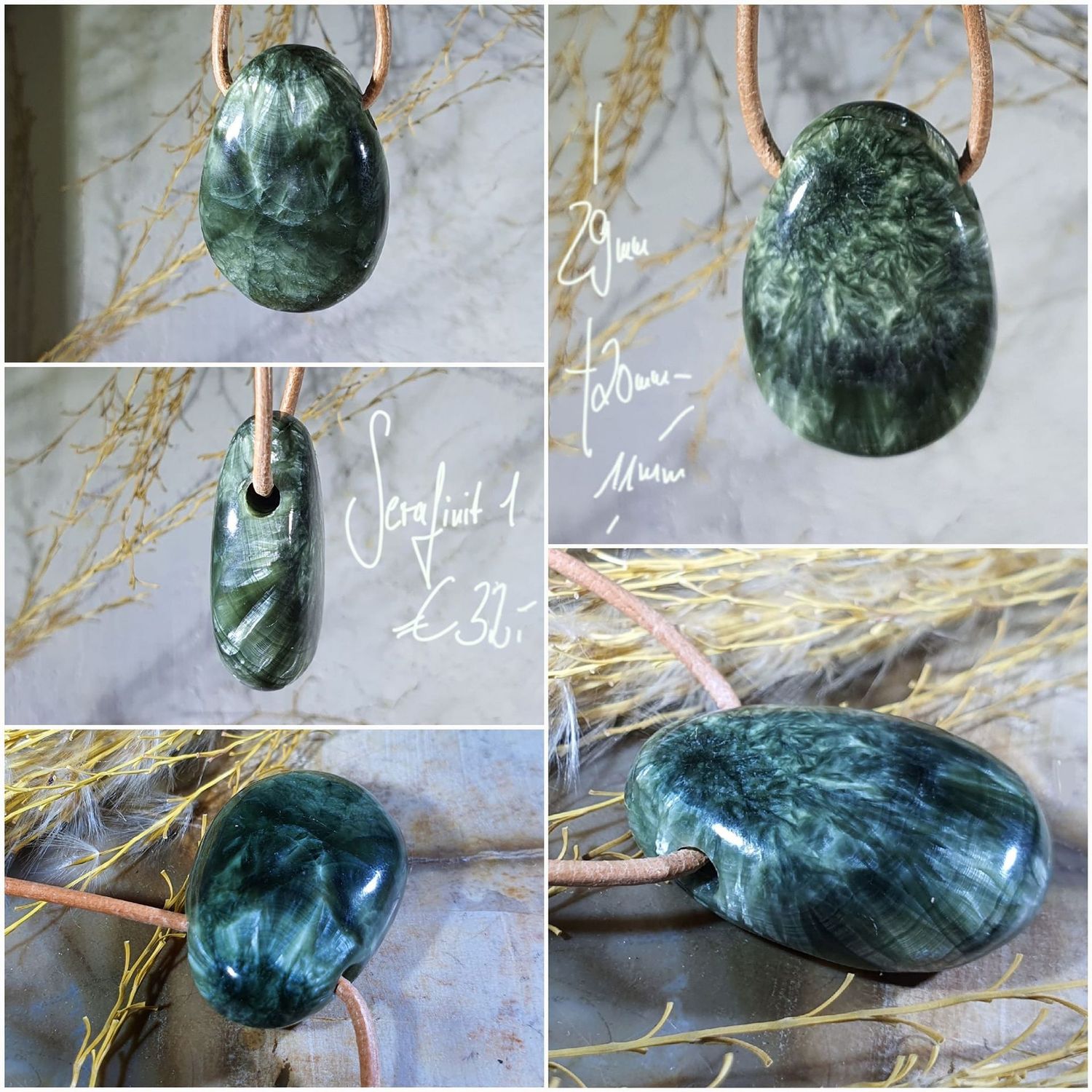 Serafinit Tropfen gebohrt