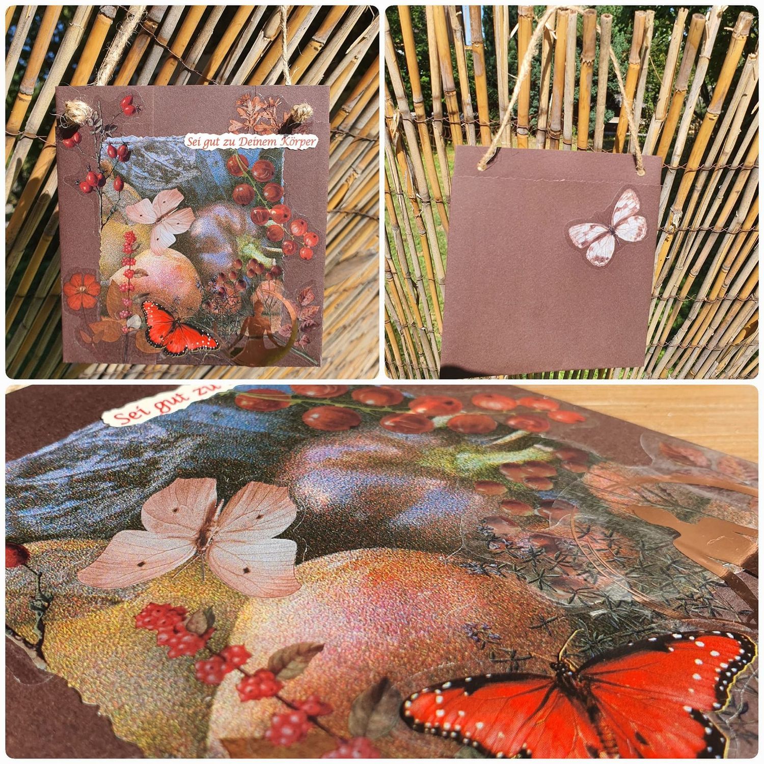 Aufhängekarten mit Falttasche hinten ca. 13,5 x 13,5 mm