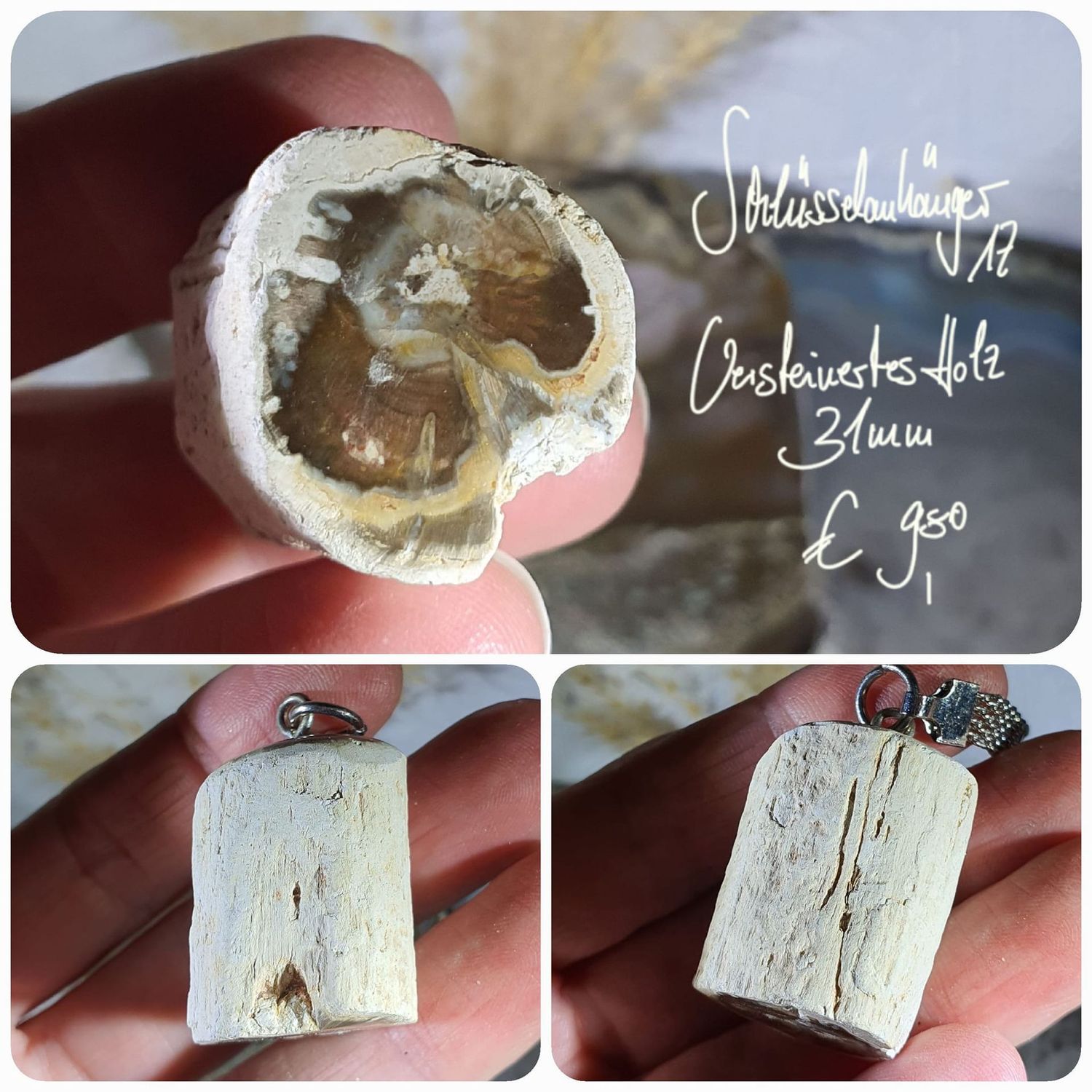 Versteinertes Holz 31 mm Schlüsselanhänger