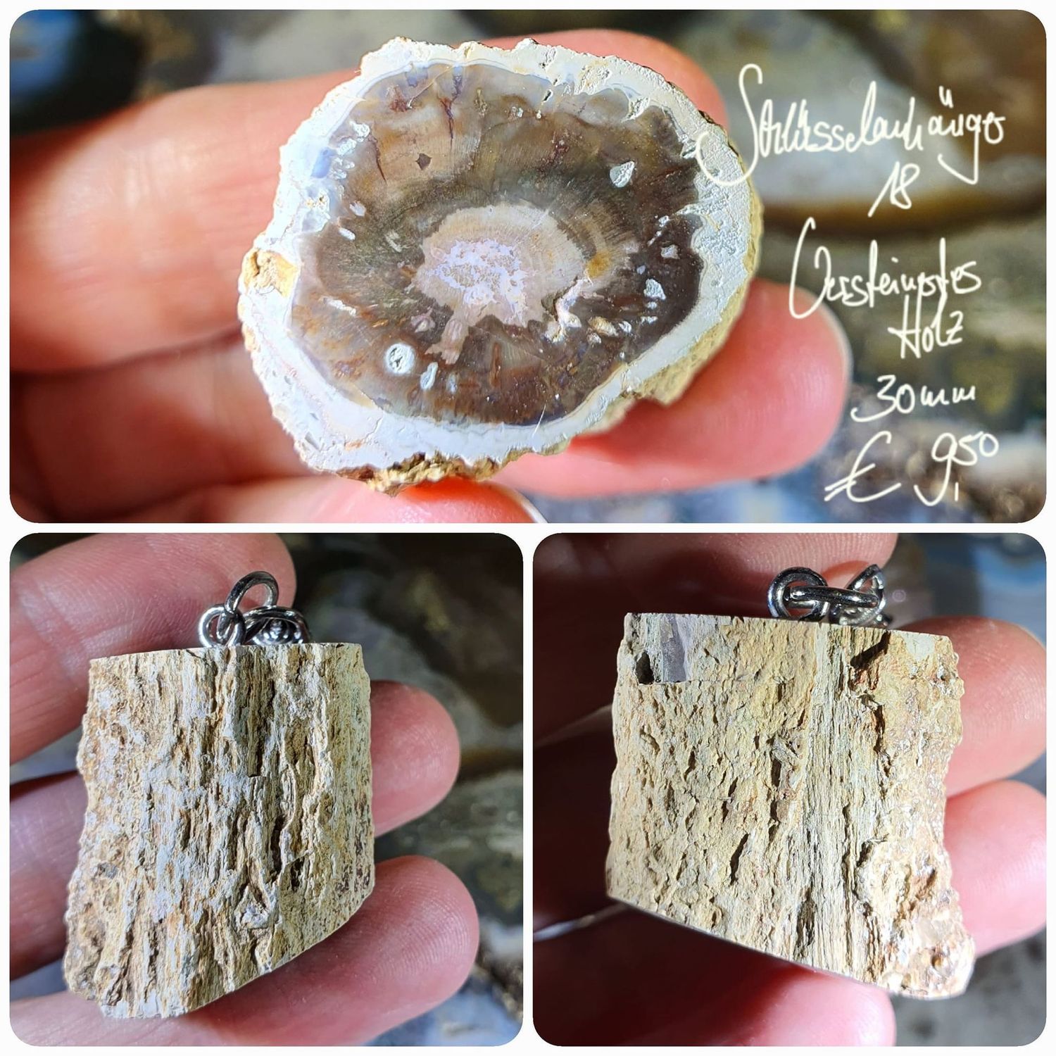 Versteinertes Holz 30 mm Schlüsselanhänger (2)