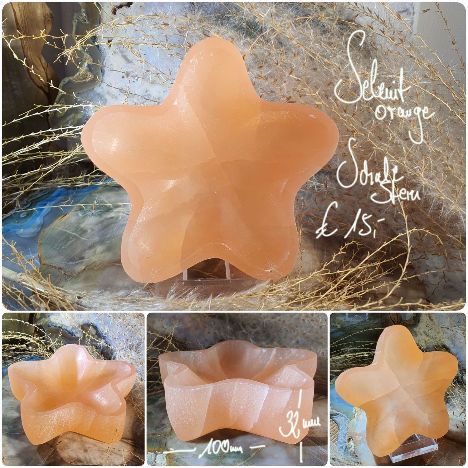 Selenit Schale orange Stern