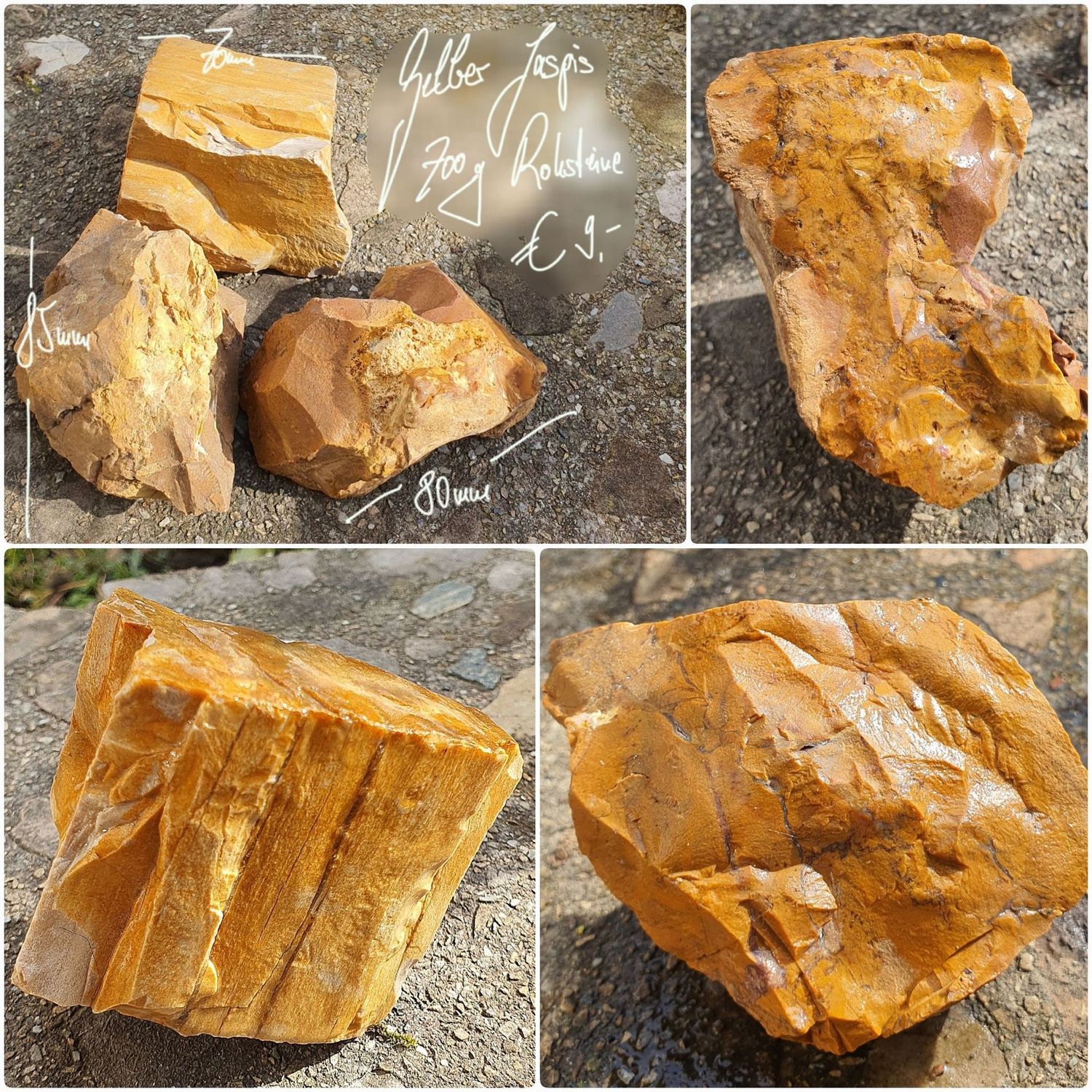 Jaspis gelb 700 gr Rohsteine