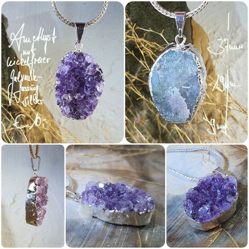 Amethyst mit nickelfreier Galvanik silber (4) Amethyst mit nickelfreier Galvanik silber (4)