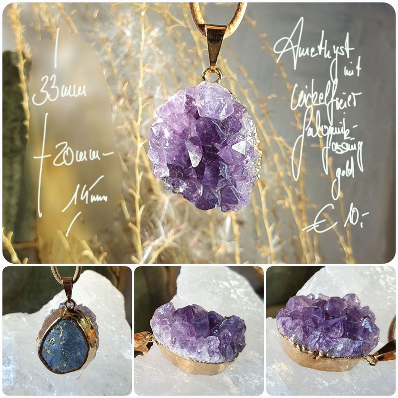 Amethyst mit nickelfreier Galvanik gold (5) Amethyst mit nickelfreier Galvanik gold (5)