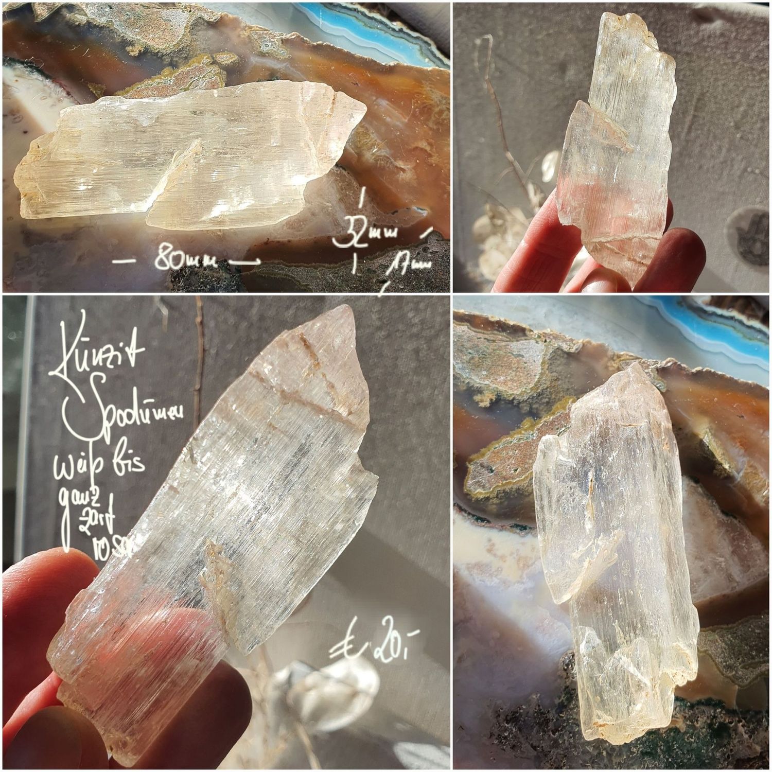 Kunzit Spodumen weiß bis ganz zart rosa