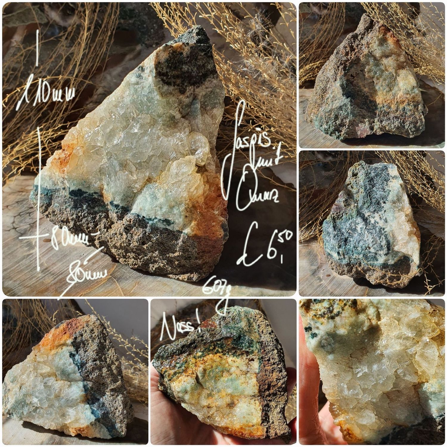 Jaspis mit Quarz Rohstein 607 gr