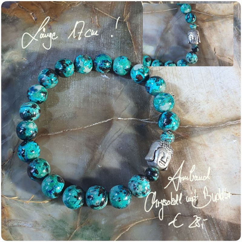 Chrysokoll Armband mit Buddha 17 cm Chrysokoll Armband mit Buddha 17 cm