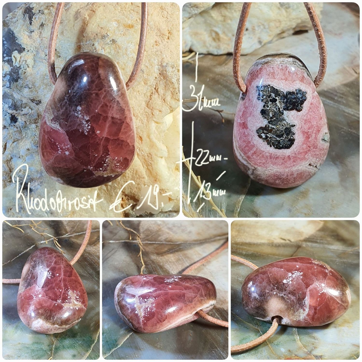 Rhodochrosit Anhänger gebohrt