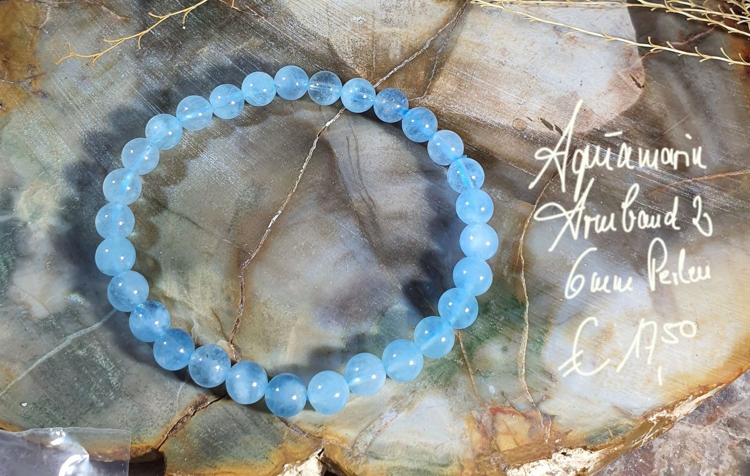 Aquamarin Armband 6 mm Perlen (2)