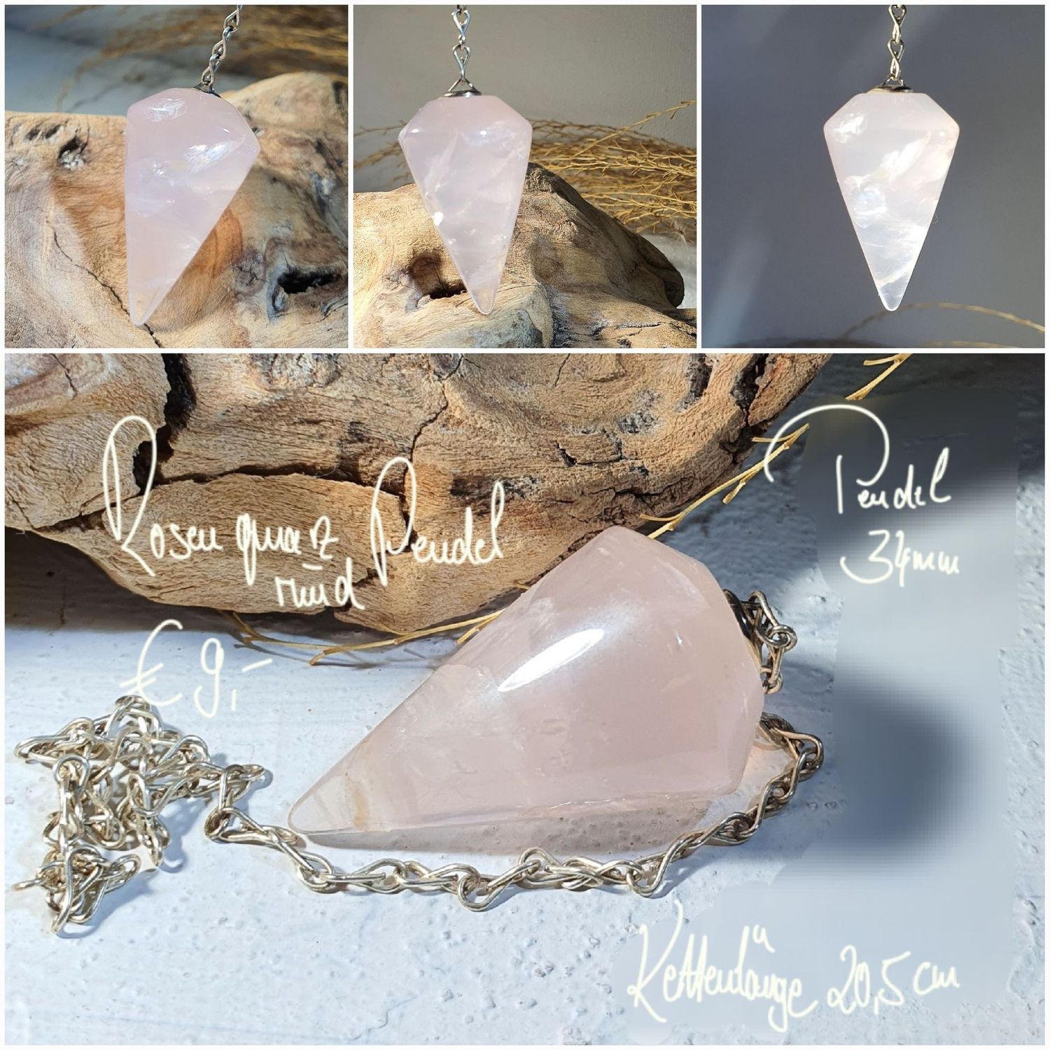 Rosenquarzpendel mit Facetten (3)