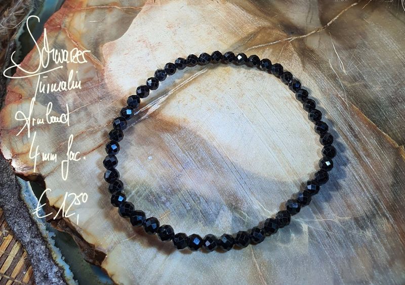 Turmalin schwarz Armband 4 mm facettiert